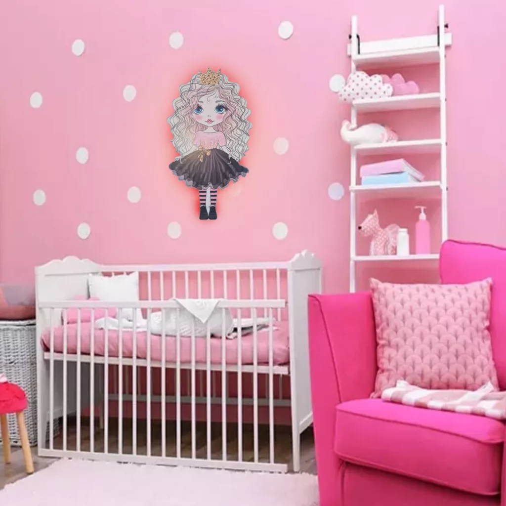 چراغ خواب اتاق کودک مدل دختر مو فرفری