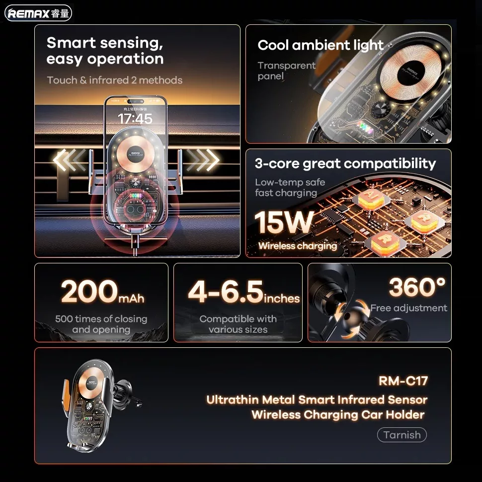 پایه نگهدارنده و شارژر بی سیم گوشی موبایل ریمکس مدل R-C17