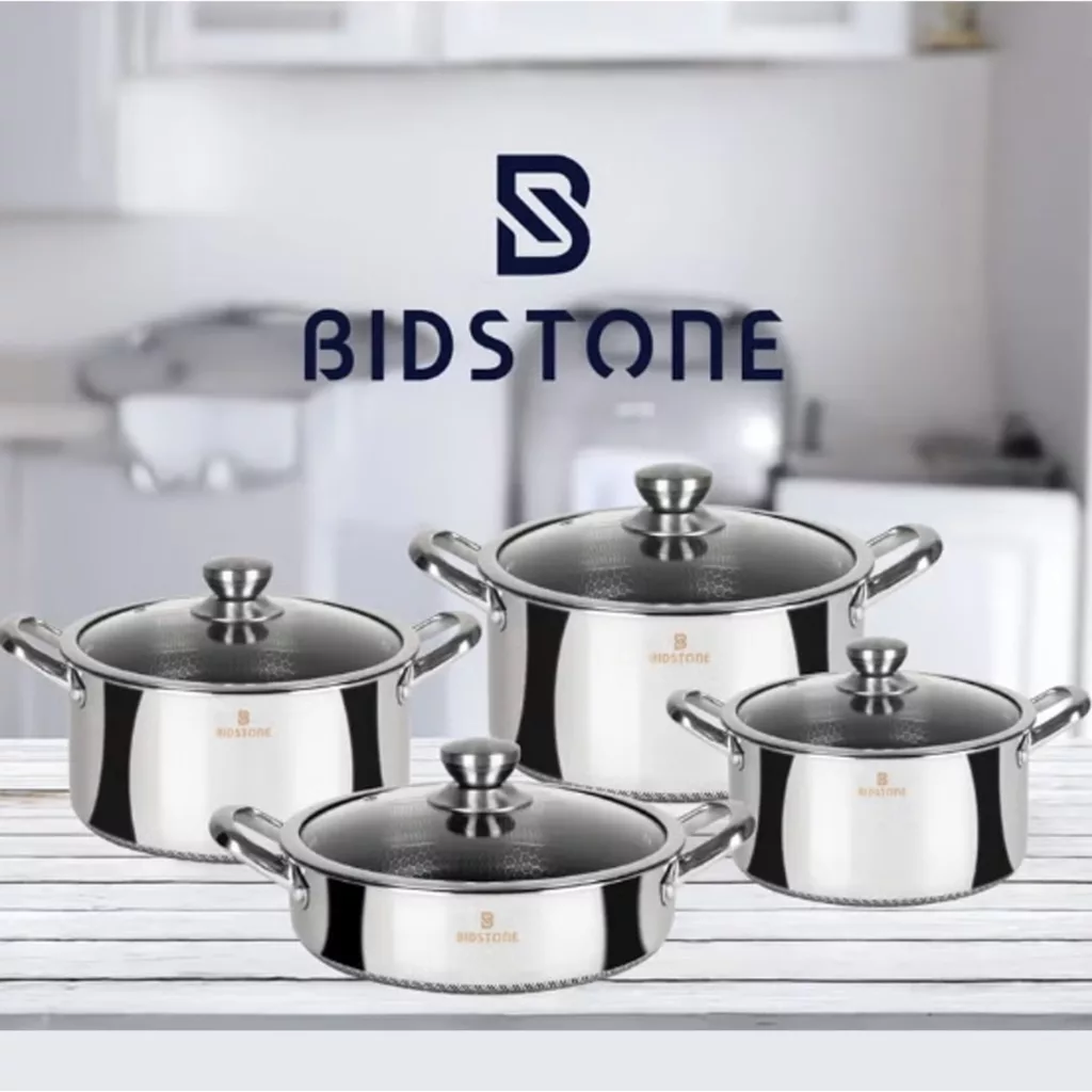 سرویس قابلمه و تابه استیل  8 پارچه بیدستون مدل BD800