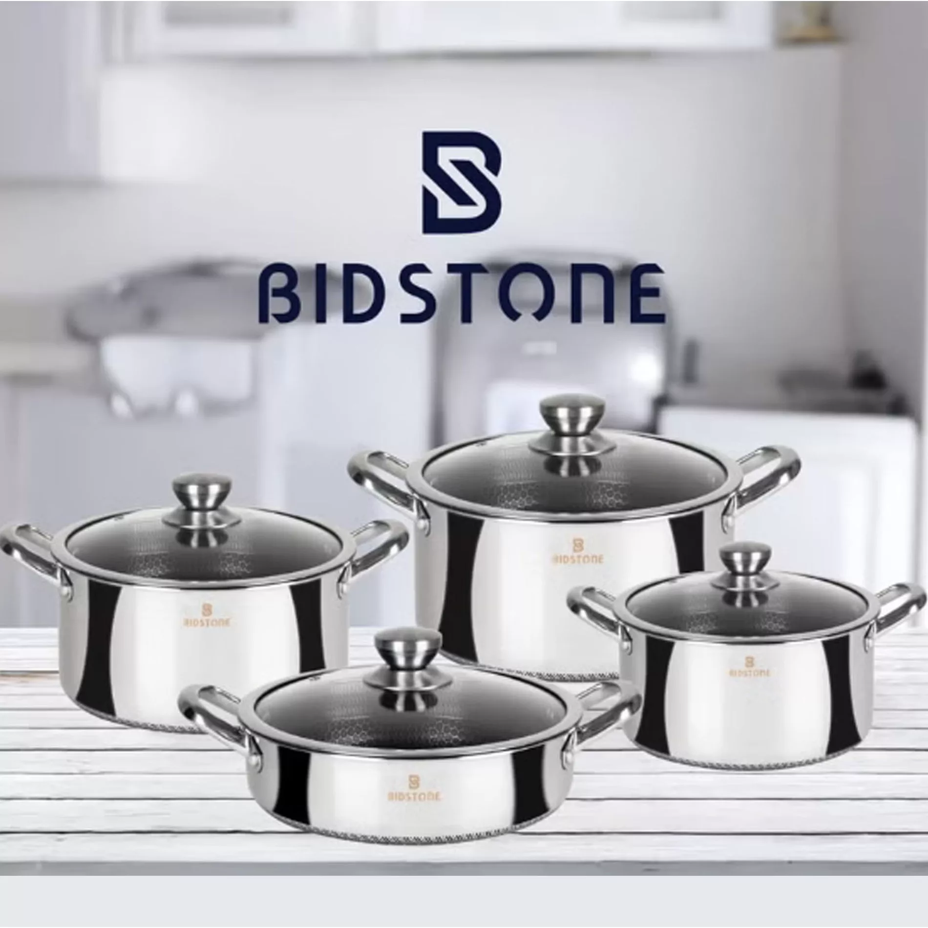 سرویس قابلمه و تابه استیل  8 پارچه بیدستون مدل BD800