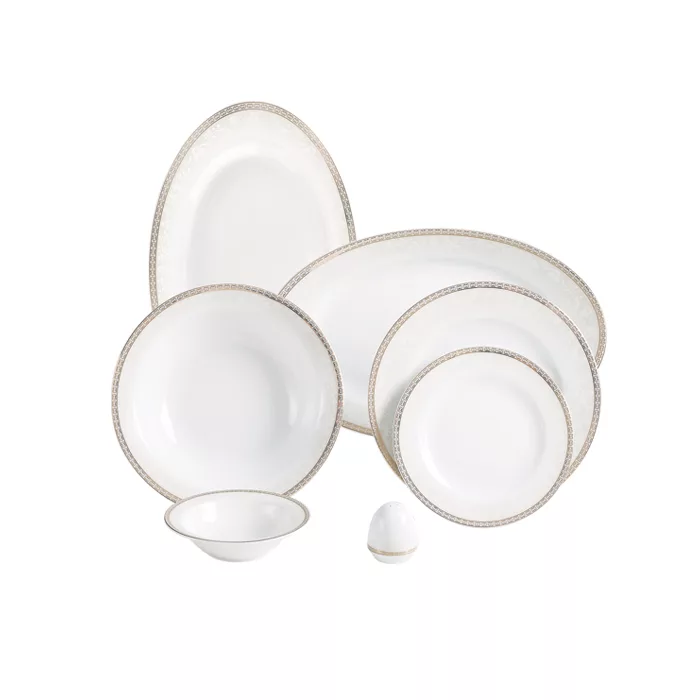سرویس غذاخوری 28 پارچه 6 نفره چینی زرین ایران مدل  ریوا طلایی درجه یک
