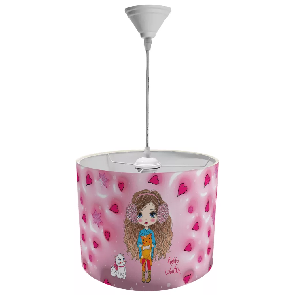 لوستر کودک طرح دختر و گربه سه بعدی مدل LBR-PD-014