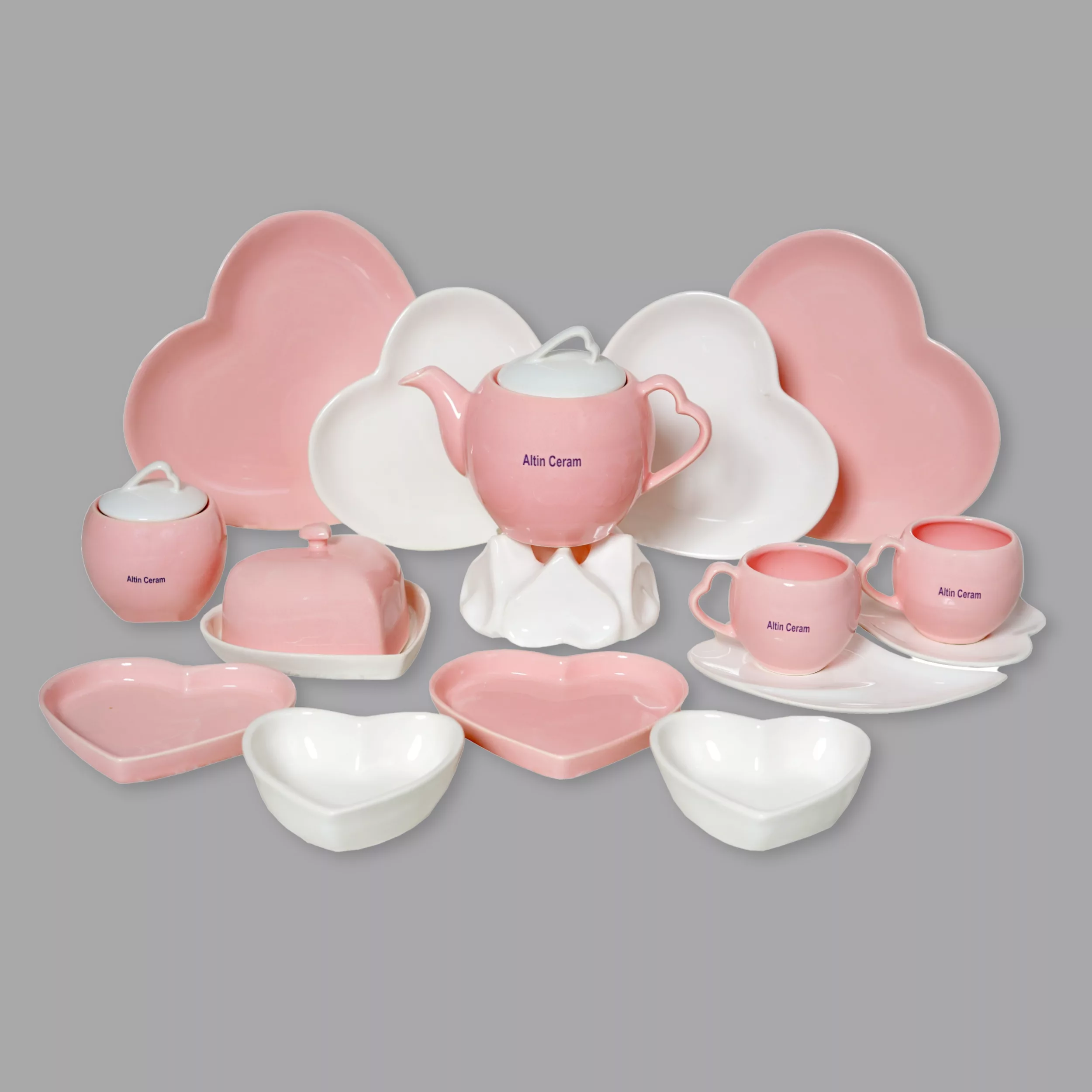 سرویس صبحانه‌خوری 19 پارچه 2 نفر مدل آلتین سرام طرح قلب