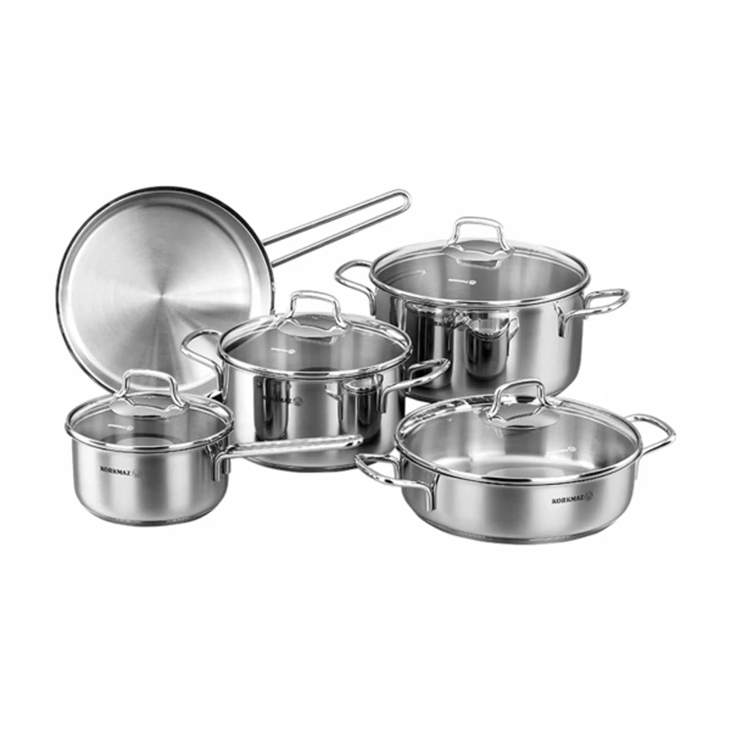 سرویس قابلمه تابه استیل 9 پارچه کرکماز طرح Perla کد A1609