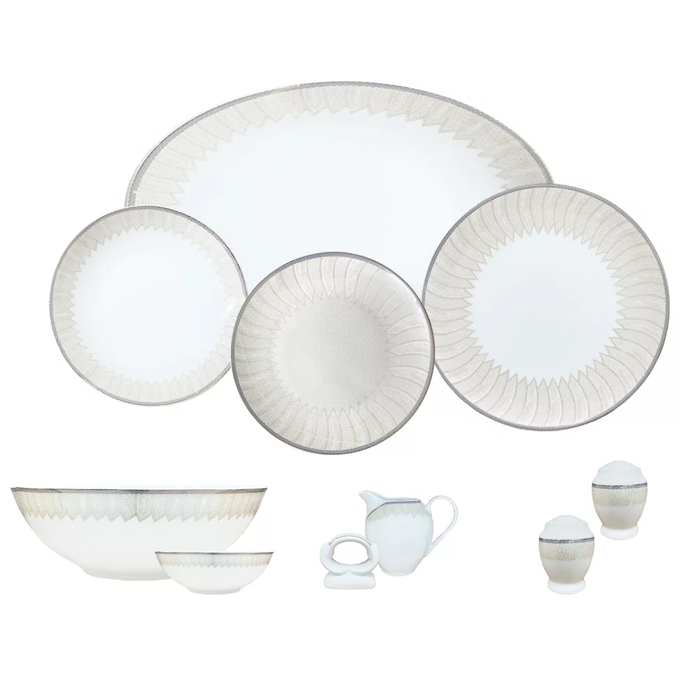 سرویس غذاخوری 32 پارچه 6 نفره شرکت صنایع چینی تقدیس مدل نفیسه طلا کلاسیک