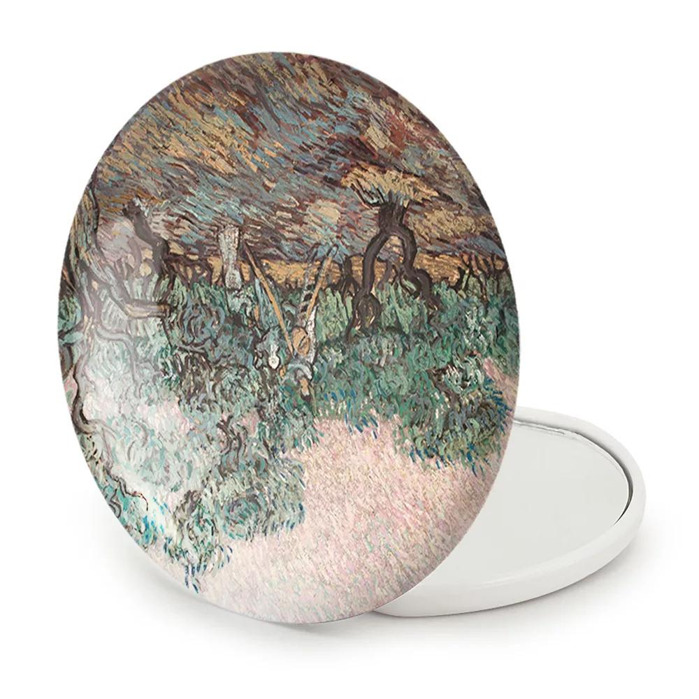 آینه جیبی خندالو طرح زنان در حال چیدن زیتون ونسان ونگوگ (Van Gogh) مدل تاشو کد 36783