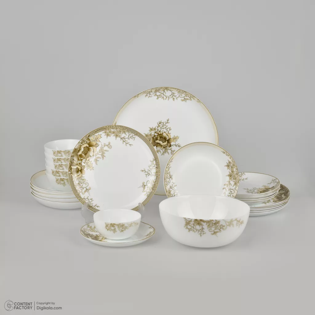سرویس غذاخوری 26 پارچه 6 نفر گلدن اوپال مدل دیوالی طرح لوتوس