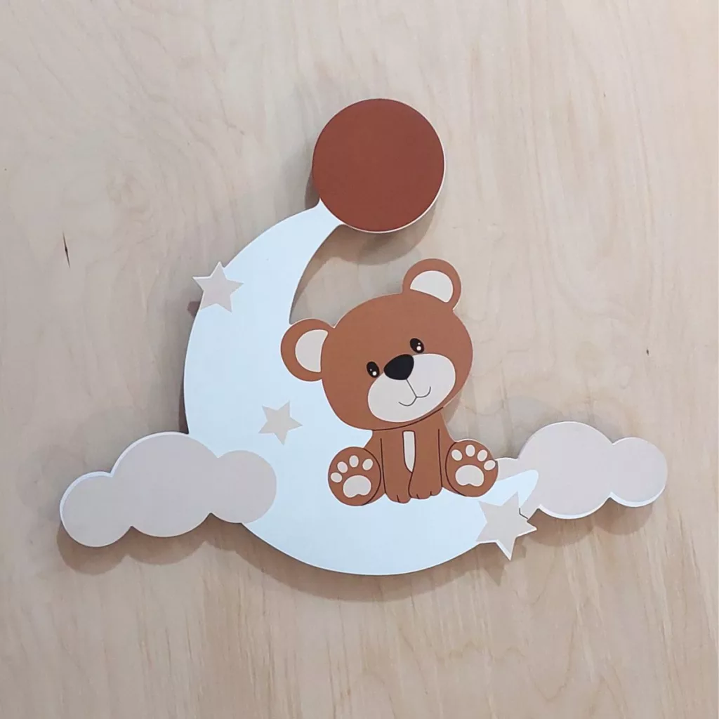 چراغ خواب اتاق کودک مدل خرس و ماه و ابر lu120