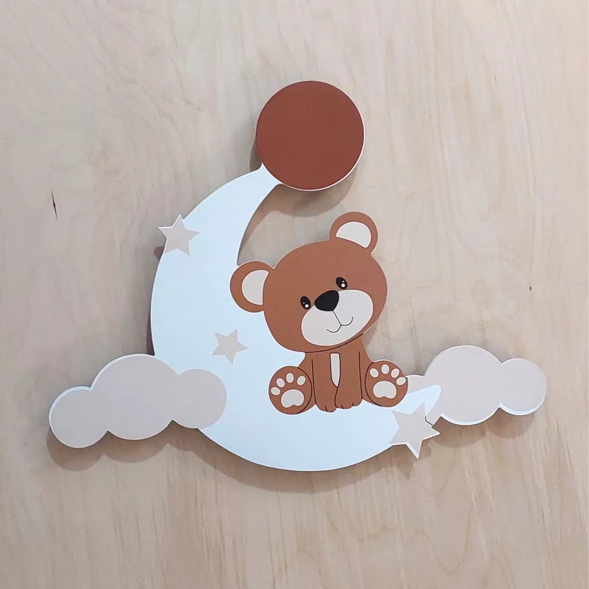 چراغ خواب اتاق کودک مدل خرس و ماه و ابر lu120