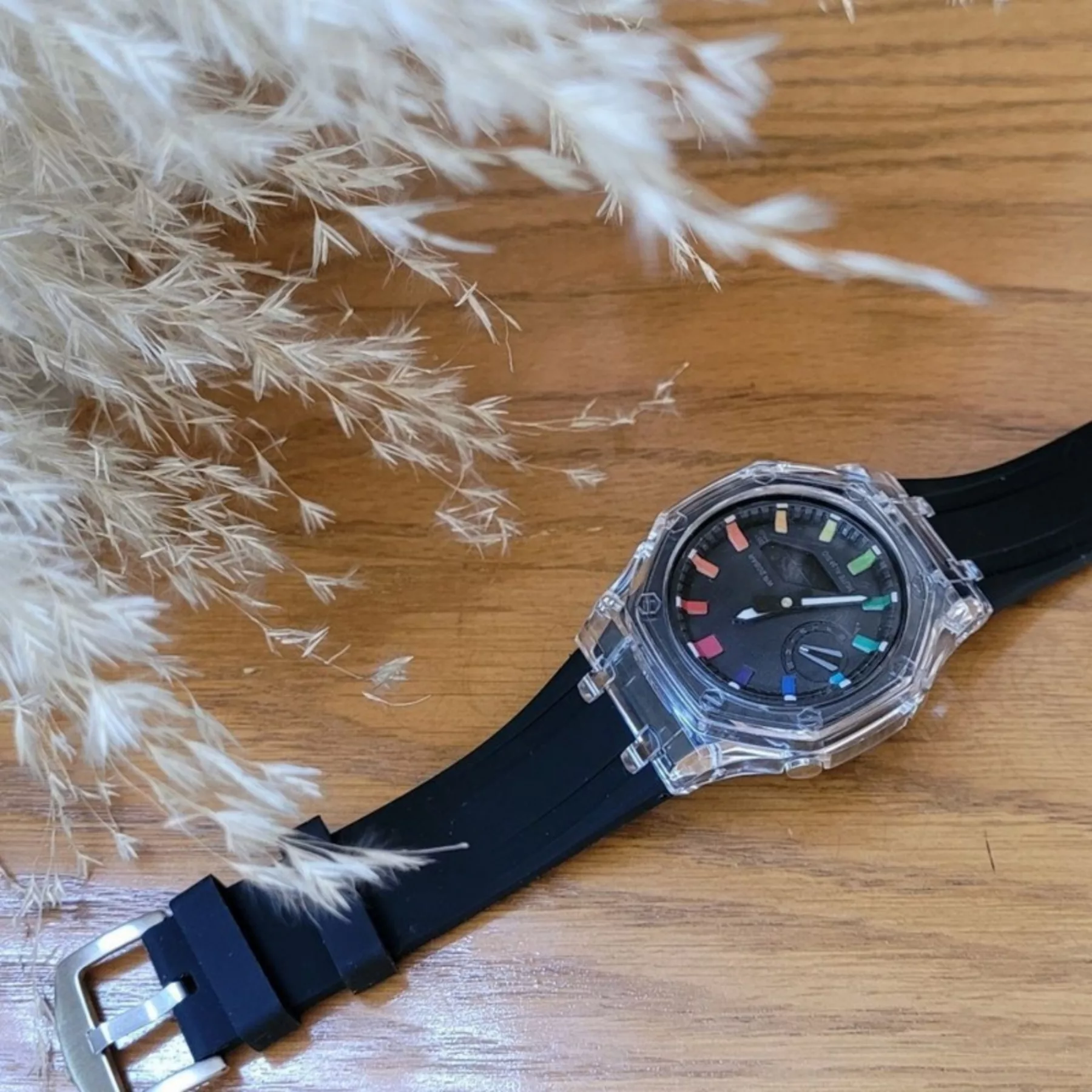 ساعت مچی عقربه ای مدل دو زمانه کرنومتر دار بند سیلیکونی موتور پمپی کد 2