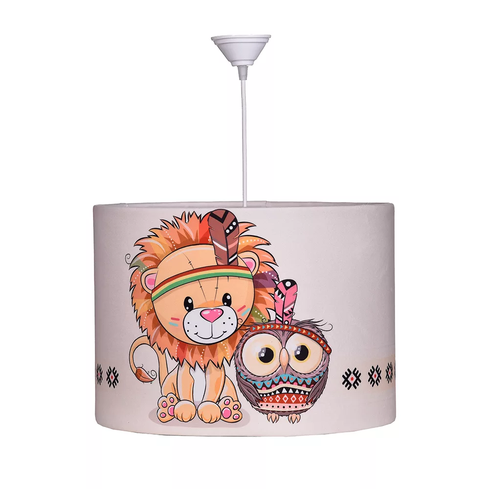 لوستر و چراغ رومیزی اتاق کودک مدل جغد و شیر جنگل