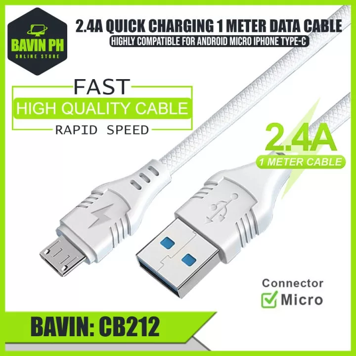 کابل تبدیل USB به microUSB باوین مدل CB-212 طول 1 متر