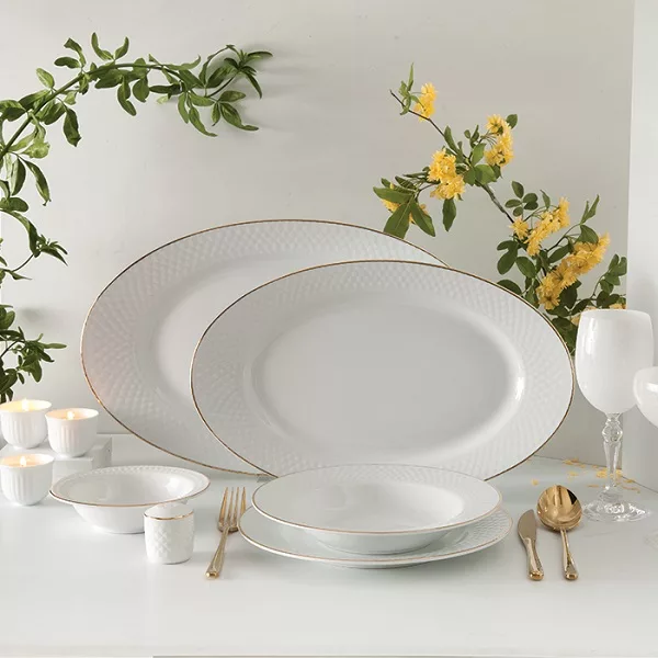 سرویس غذاخوری 28 پارچه 6 نفره چینی زرین ایران مدل رادیانس زرین درجه 3