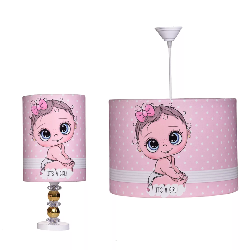 لوستر و آباژور رومیزی اتاق کودک مدل دختر نوزاد