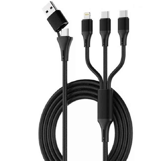 کابل تبدیل Mico-USB/USB-C / لایتنینگ الدینیو مدل LC97UC 100W PD طول 1.2 متر