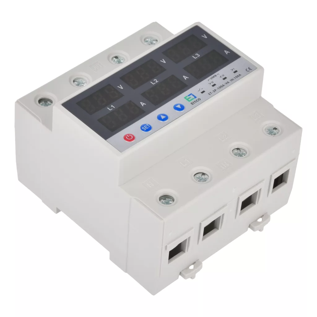 محافظ ولتاژ و جریان سه فاز 100 آمپر اتکو مدل ET-3P-100A-VA