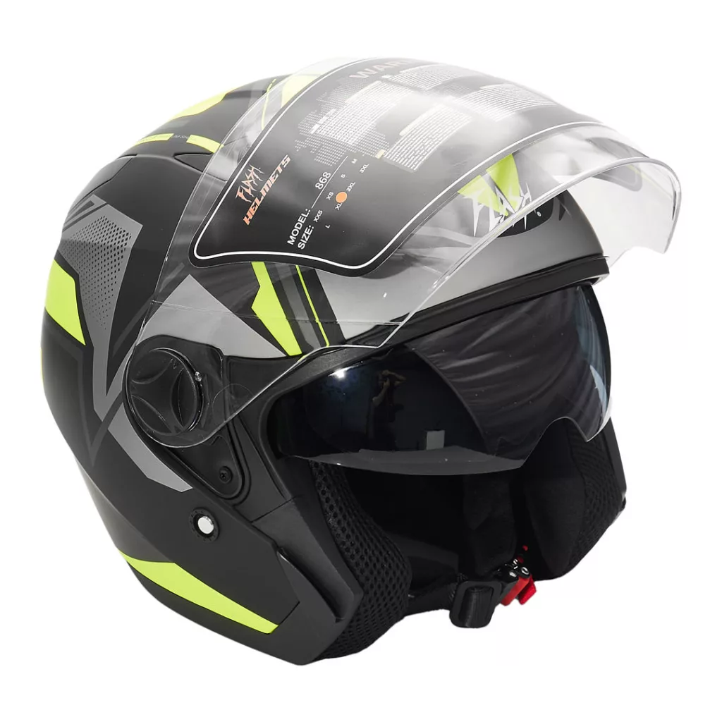 کلاه کاسکت بدون فک فلش مدل 868 matt black-neon yellow