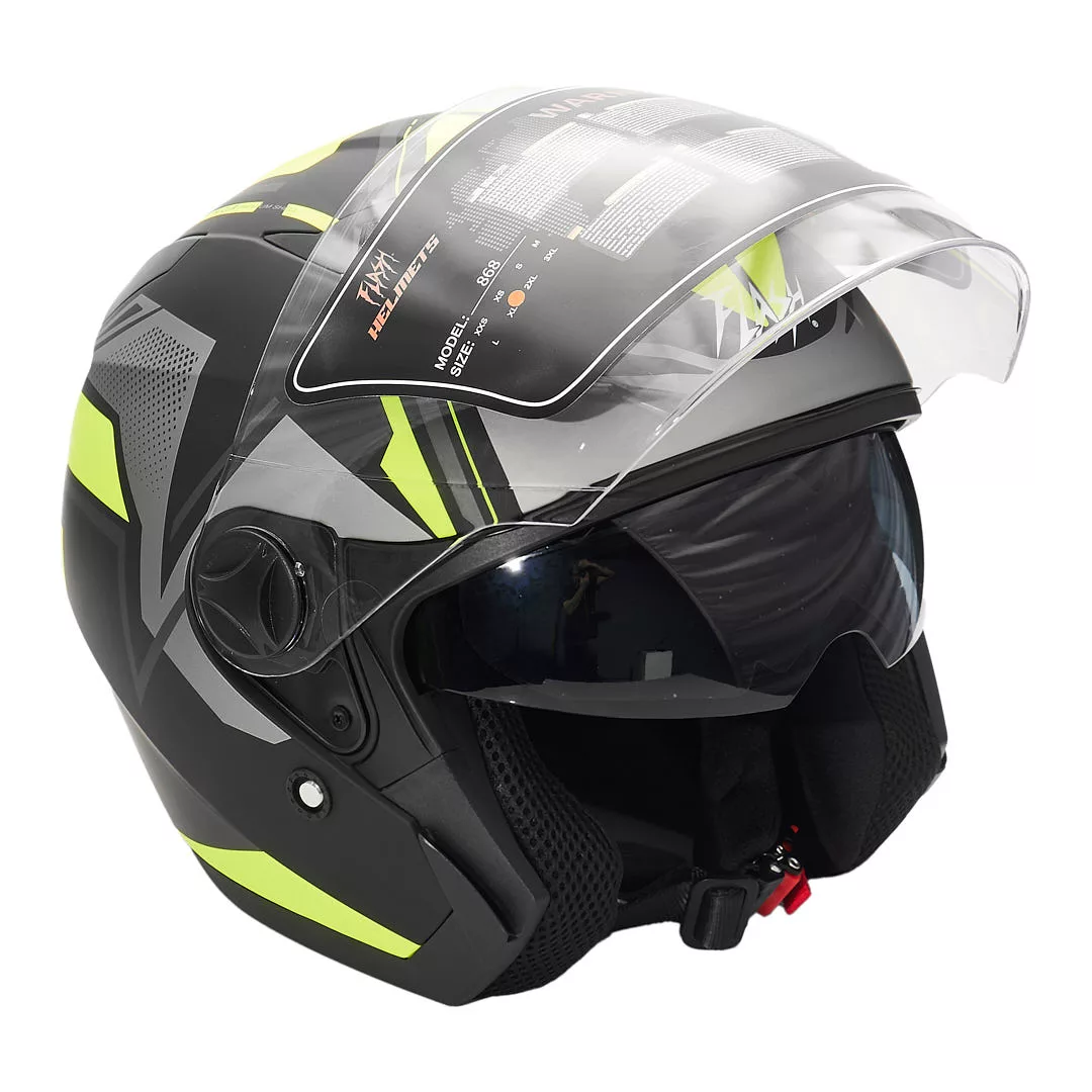 کلاه کاسکت بدون فک فلش مدل 868 matt black-neon yellow