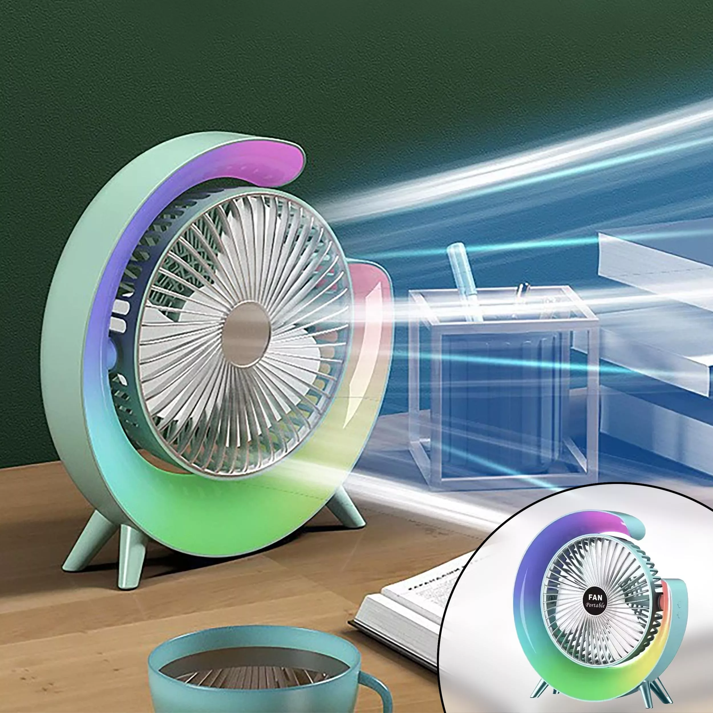 پنکه رومیزی مدل چراغ دار Colorful