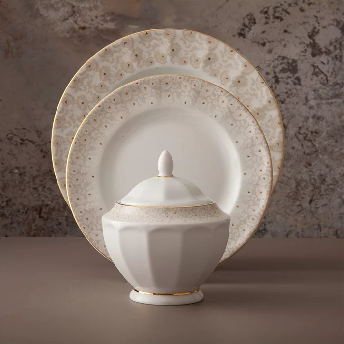 سرویس غذاخوری 103 پارچه چینی زرین ایران مدل نئوکلاسیک کارراگلد درجه عالی