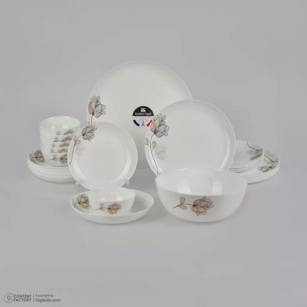 سرویس غذاخوری 26 پارچه 6 نفره گلدن اوپال مدل دیوالی طرح رز