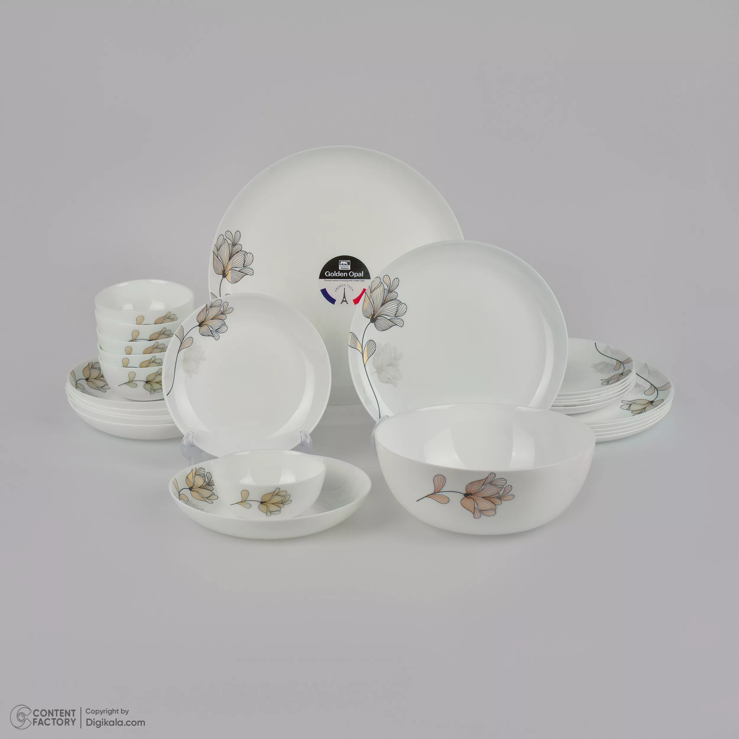 سرویس غذاخوری 26 پارچه 6 نفره گلدن اوپال مدل دیوالی طرح رز