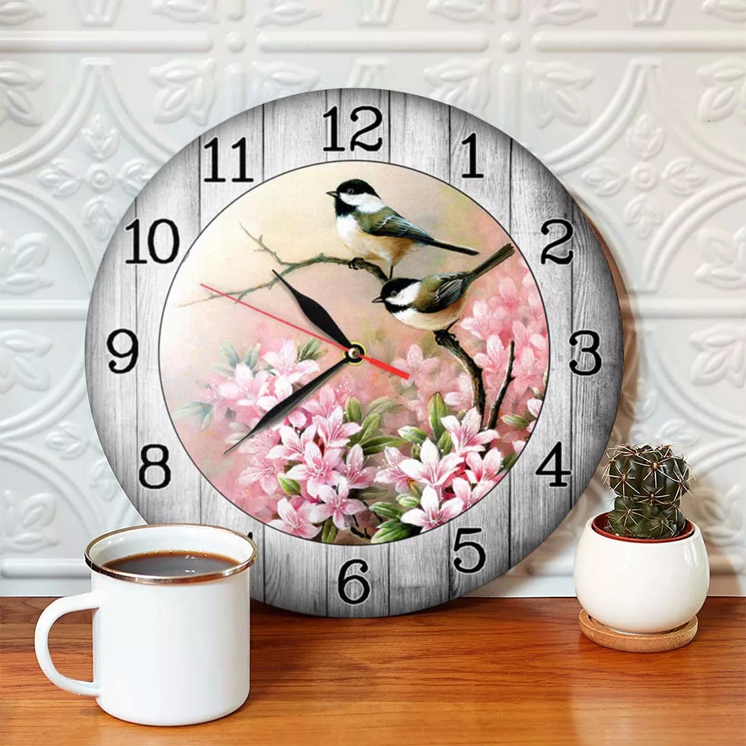 ساعت دیواری کوارتز طرح پرنده و گل کد 1447E