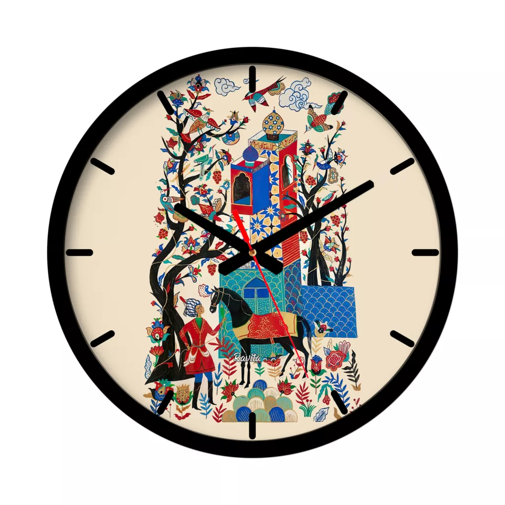 ساعت دیواری کوارتز راویتا مدل نقاشی میناتور ایرانی 3719