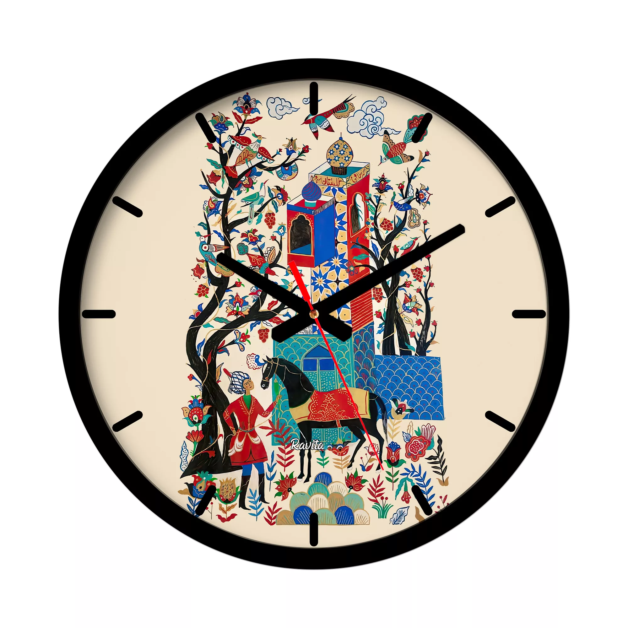 ساعت دیواری کوارتز راویتا مدل نقاشی میناتور ایرانی 3719