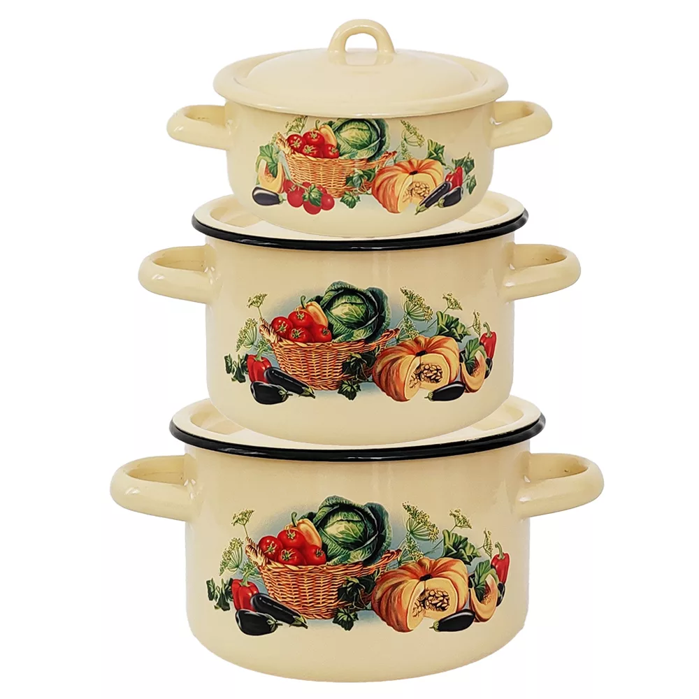 سرویس قابلمه 6 پارچه مدل لعابی طرح کدو