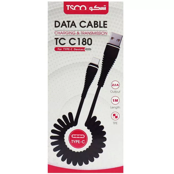 کابل تبدیل USB به USB-C تسکو مدل TCC180 طول 1 متر