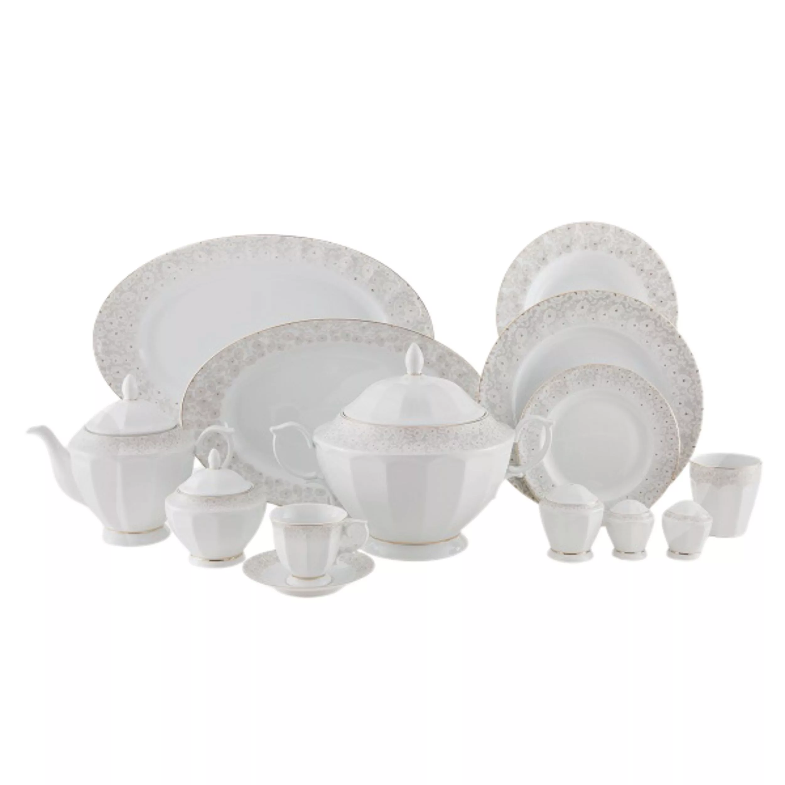 سرویس غذاخوری 103 پارچه 12 نفر چینی زرین ایران مدل نئوکلاسیک کاررا گلد درجه یک