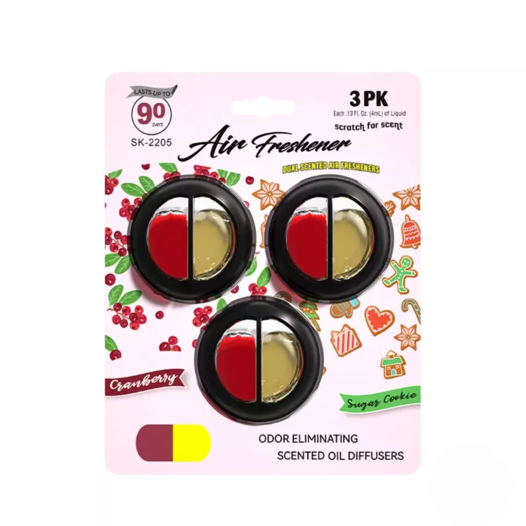 خوشبو کننده خودرو ایر فرش مدل ونت  دریچه کولری دو قلو با رایحه کوکی و کرنبری حجم ۴ میلی لیتر  مجموعه ۳ عددی