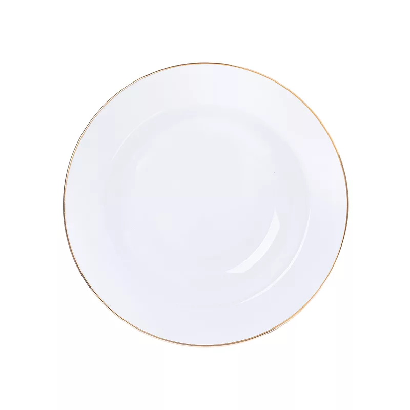 سرویس غذا خوری 18 پارچه شرکت صنایع چینی تقدیس مدل خط طلا گرد کد 110