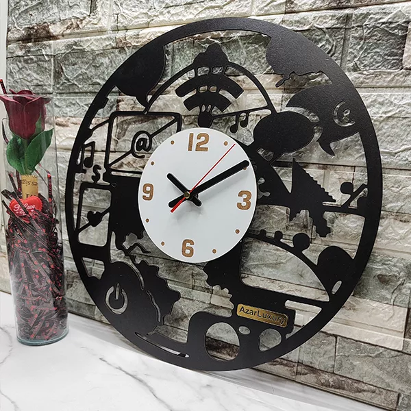 ساعت دیواری آذرلاکچری طرح کامپیوتر کد pc01