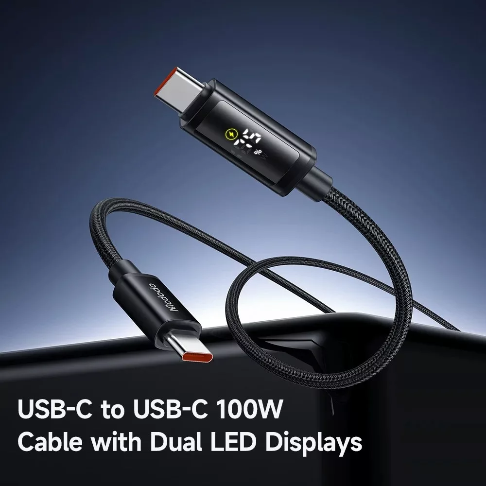 کابل USB-C مک دودو مدل Dual LED Displays 100W طول 1.2 متر