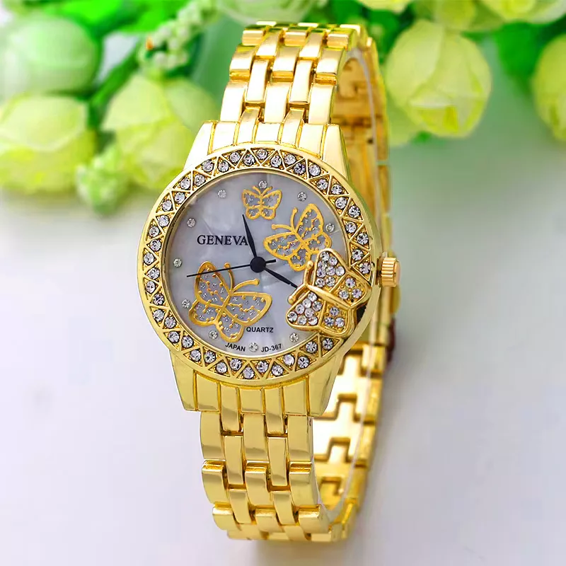 ساعت مچی عقربه ای زنانه مدل پروانه فول نگین کد LOX-TA1