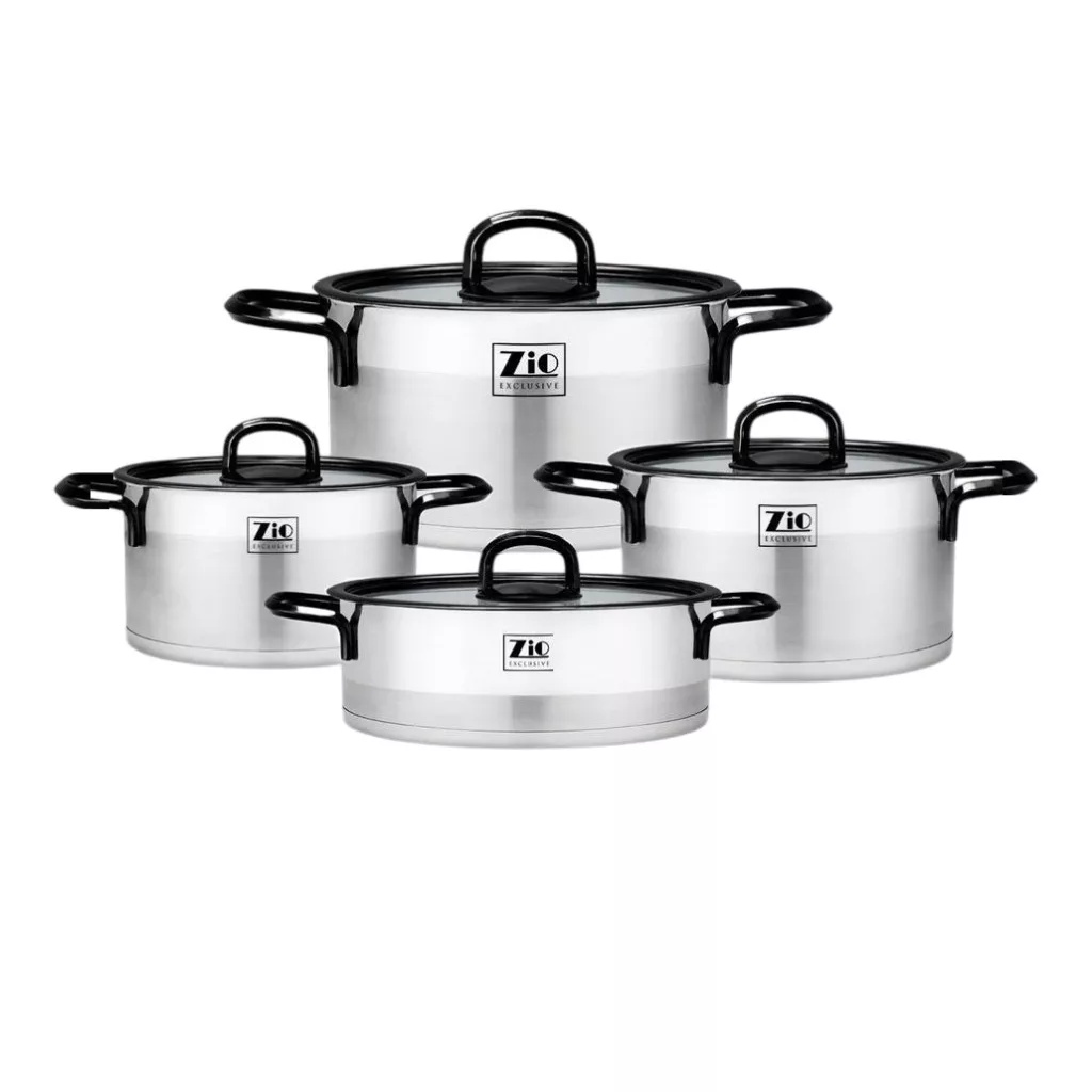 سرویس قابلمه و تابه استیل ۸ پارچه زیو مدل ZCS-1378/4S26