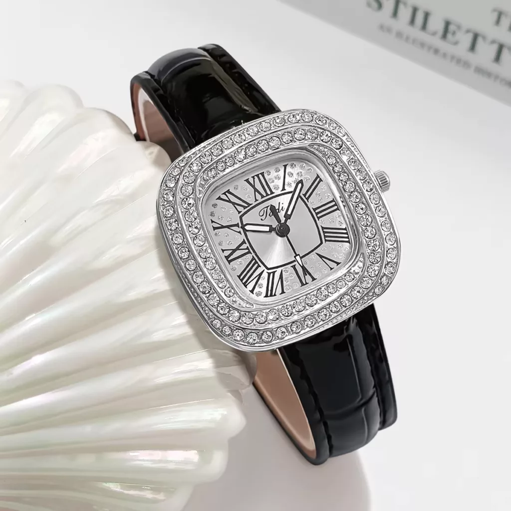 ساعت مچی عقربه ای زنانه مدل نگین دار کد mesh01