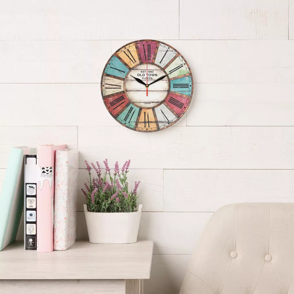 ساعت دیواری طرج رنگارنگ آنتیک کد 1394