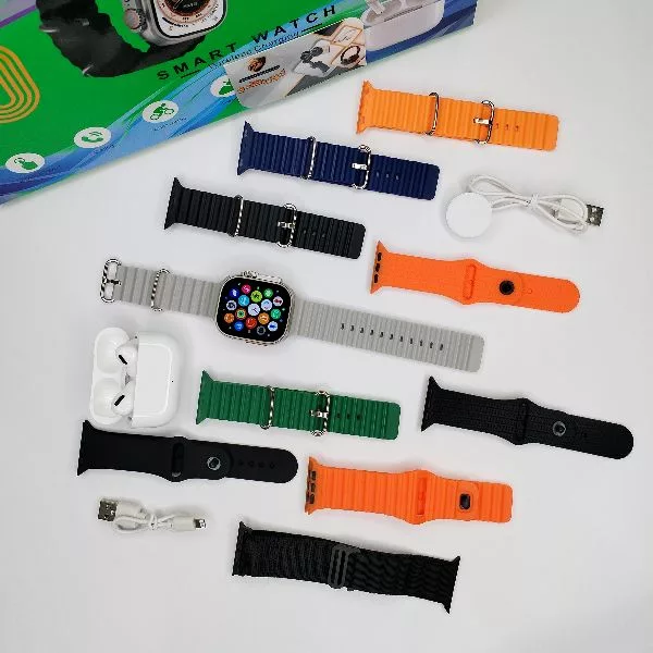 ساعت هوشمند 49 میلیمتری مدل MK32 ULTRA با 10 بند متنوع به همراه هدفون