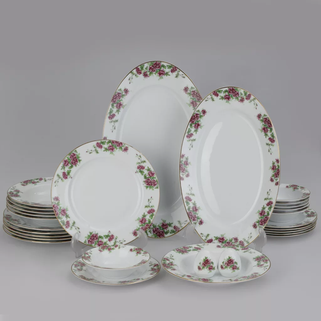 سرویس غذاخوری 28 پارچه چینی زرین ایران سری ایتالیا اف مدل Bidgol درجه یک