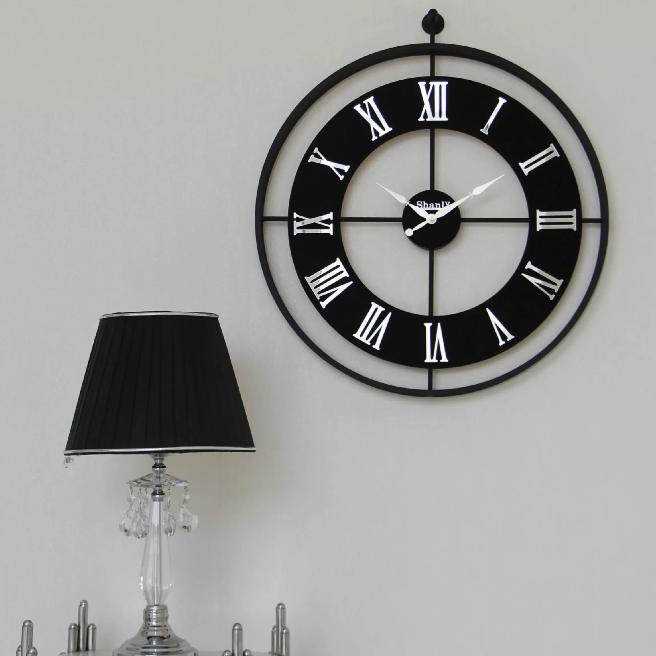 ساعت دیواری سانلی مدل فلزی چرمی کد 6362