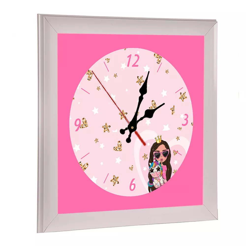 لوستر کودک مدل دختر لاکچری و تک شاخ به همراه ساعت و آباژور