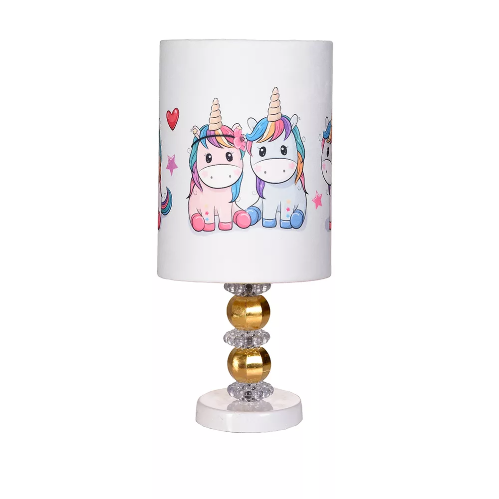 لوستر اتاق کودک مدل اسب تک شاخ به همراه آباژور رومیزی و ساعت دیواری