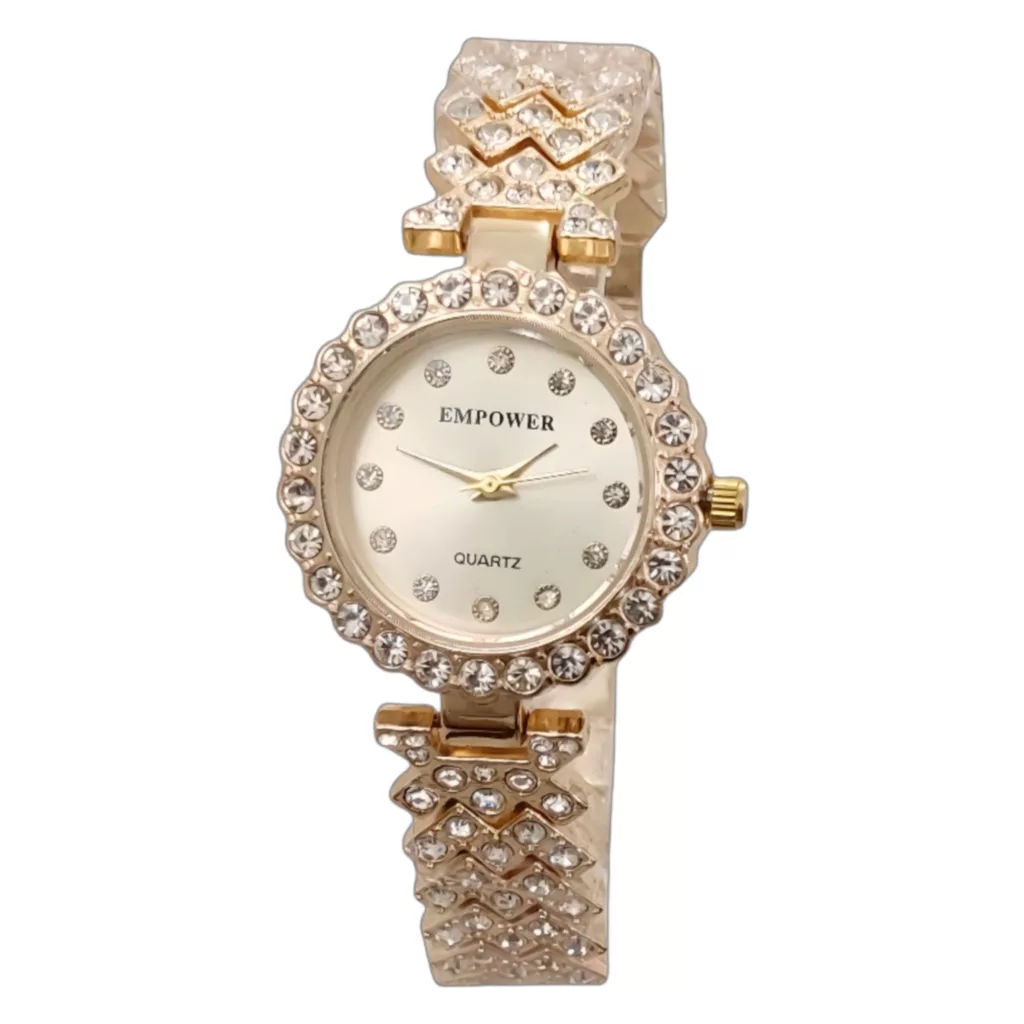 ساعت مچی عقربه ای زنانه امپاور مدل فول نگین استون دستبندی