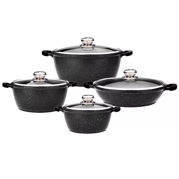 سرویس قابلمه و تابه گرانیت 8 پارچه زرساب مدل گریپ