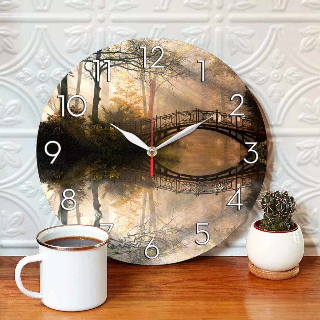 ساعت دیواری طرح پل رودخانه و جنگل کد 1250