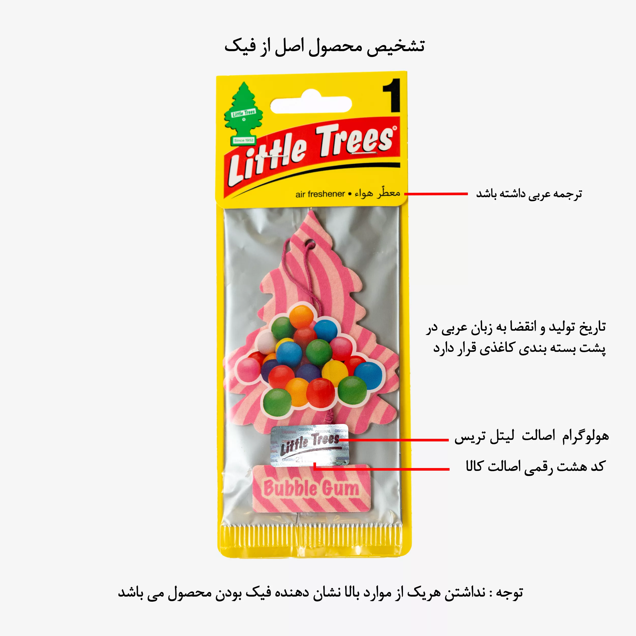 خوشبوکننده خودرو لیتل تریس مدل Trees رایحه Bubble Gum