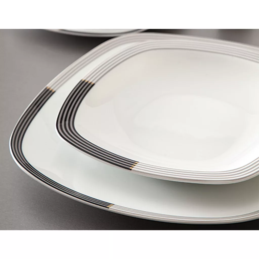 سرویس غذاخوری 98 پارچه چینی زرین ایران سری کواترو مدل وگاس اوریت درجه یک